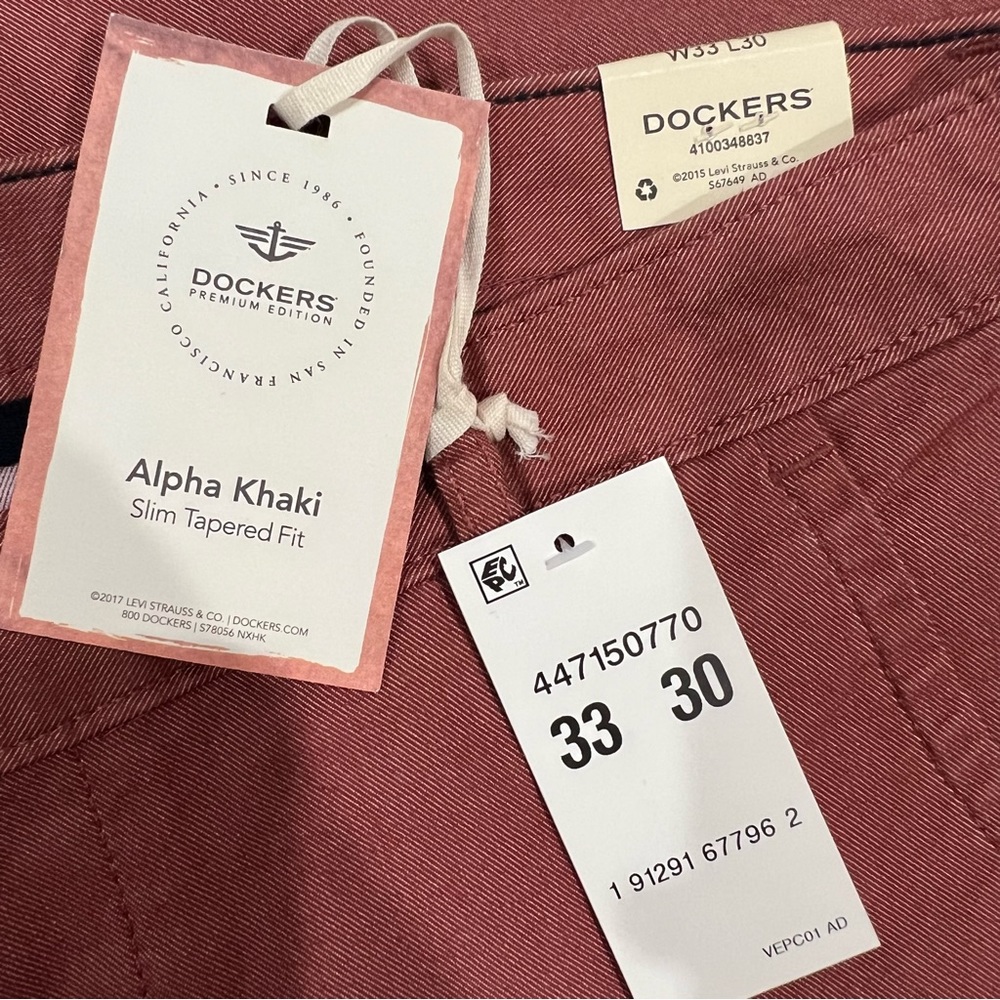Dockers / Men's Rust Red Alpha Khaki Slim Tapered Fit Pants - Picture 6 of 10